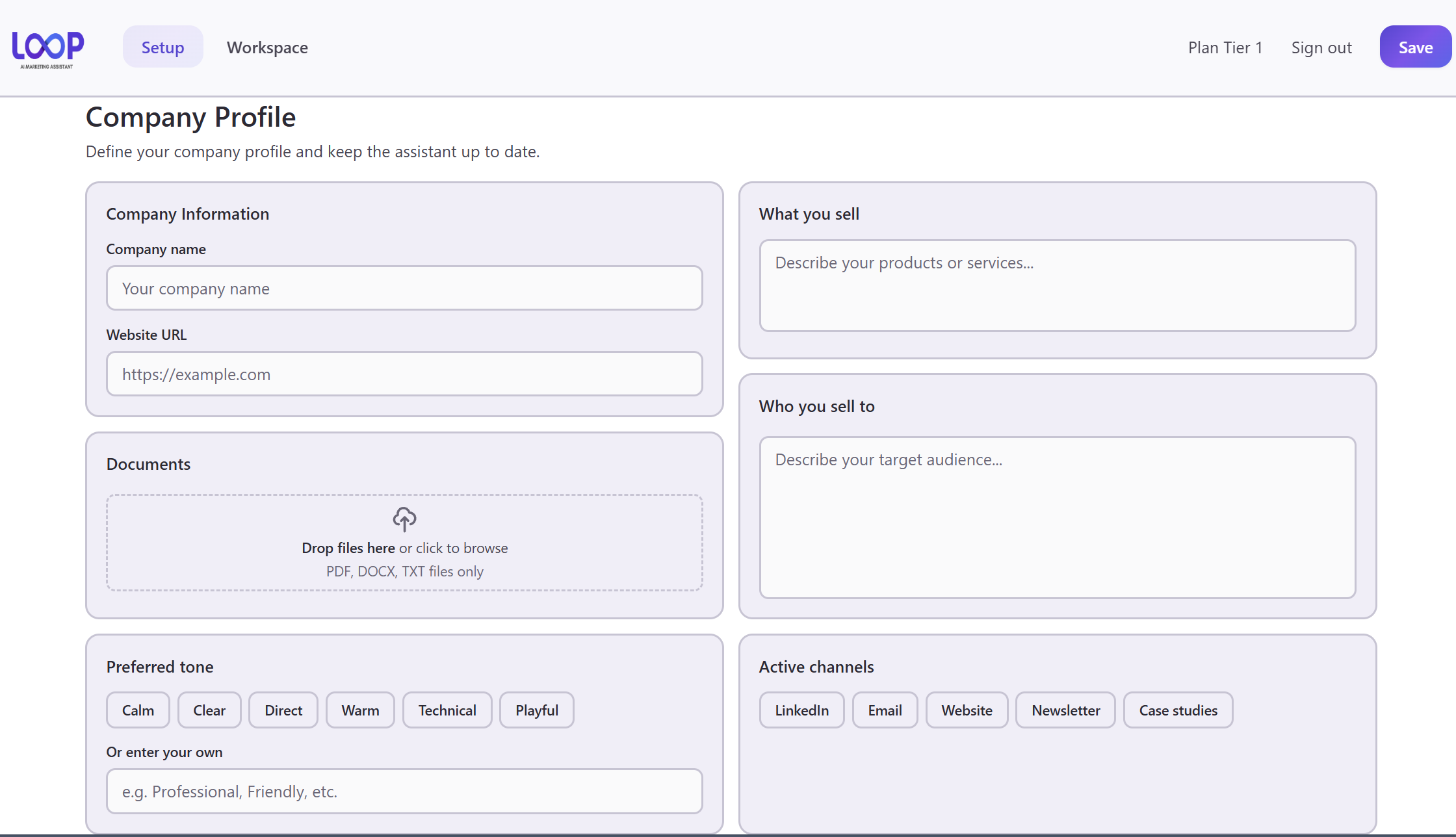 Loop AI marketing assistant