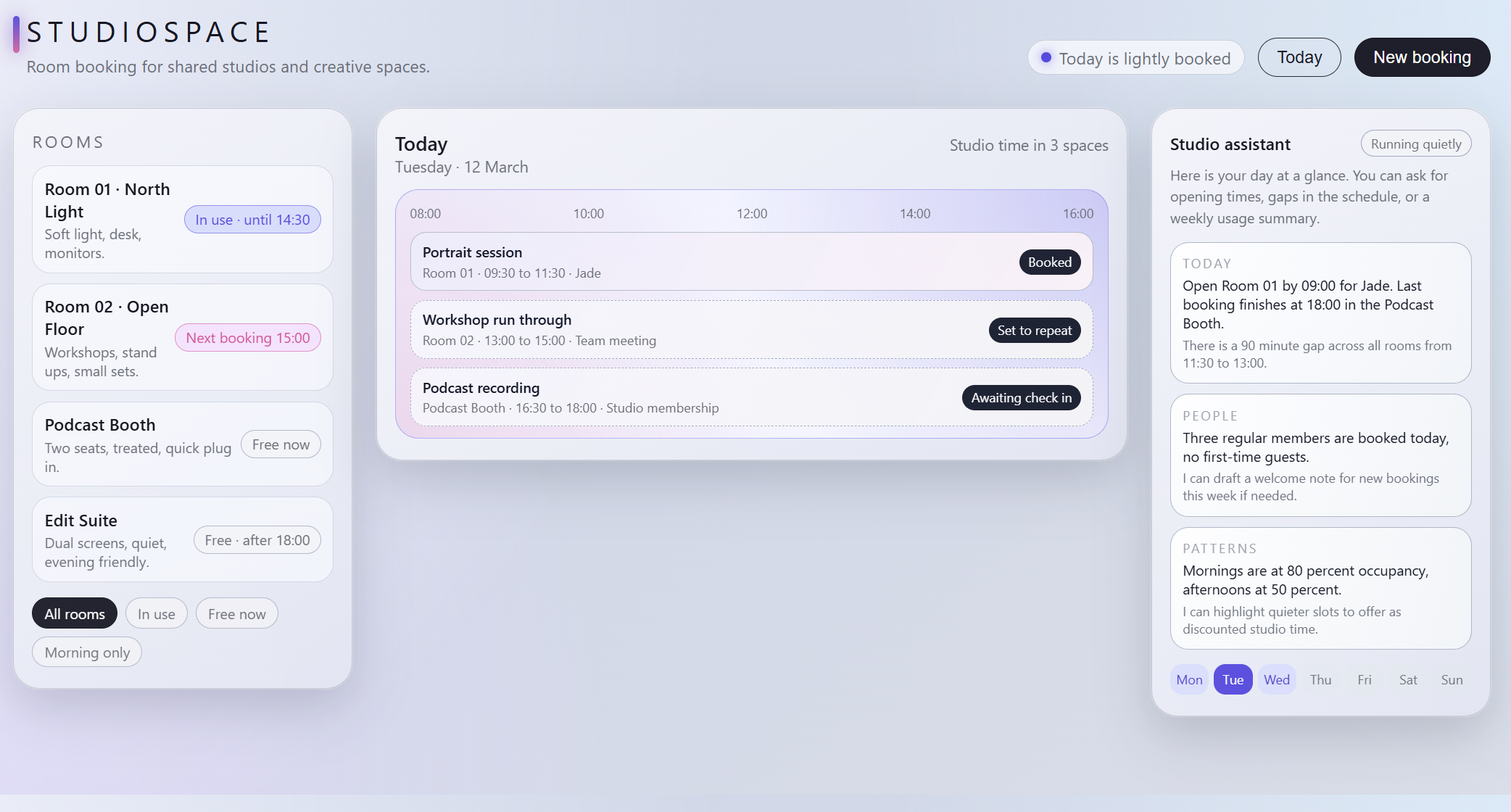 StudioSpace booking platform